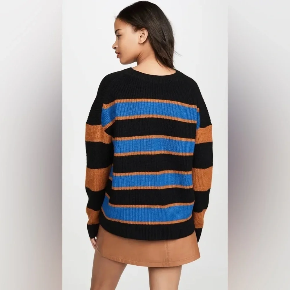 A.L.C. Roman Stripe Sweater in Cobalt Caramel Black size XS